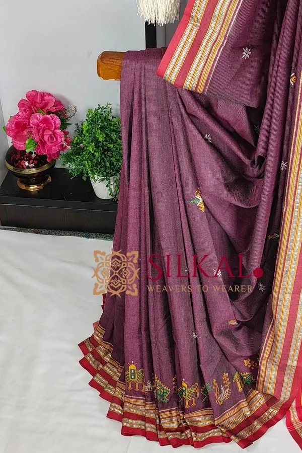 Ilkal_Gomi_Border_Kasuti_Saree_SKL03882