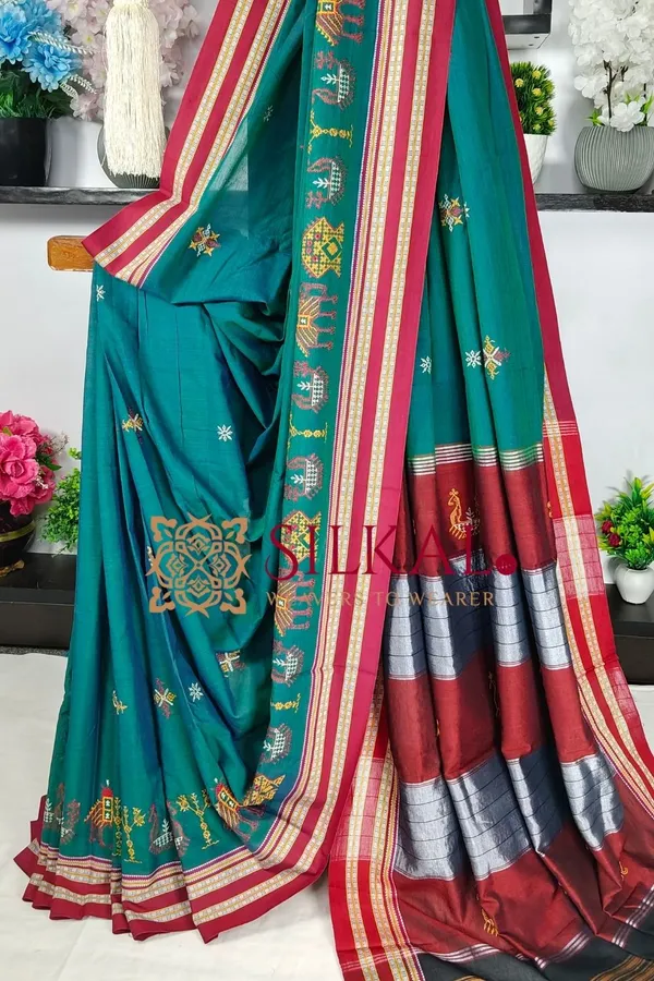 Ilkal_Gomi_Border_Kasuti_Saree_SKL03883