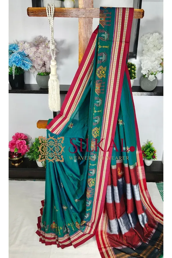 Ilkal_Gomi_Border_Kasuti_Saree_SKL03883