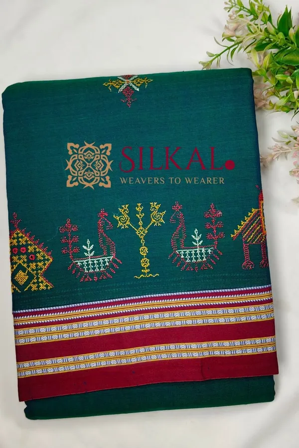 Ilkal_Gomi_Border_Kasuti_Saree_SKL03883
