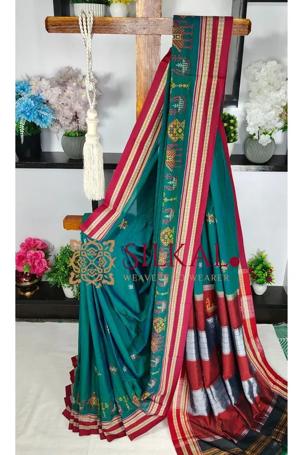 Ilkal_Gomi_Border_Kasuti_Saree_SKL03883