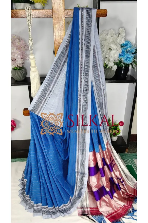 Ilkal_Handloom_Cotton_Silk_Chikki_Paras_Border_Saree_Code-_SKL04068