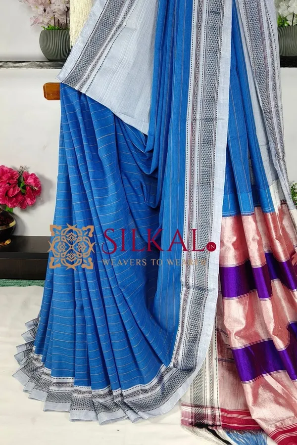 Ilkal_Handloom_Cotton_Silk_Chikki_Paras_Border_Saree_Code-_SKL04068