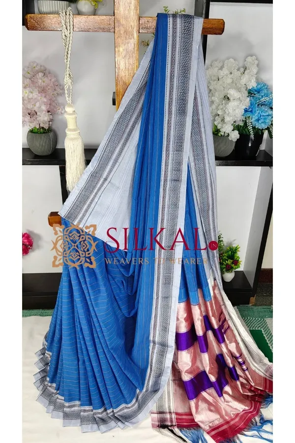 Ilkal_Handloom_Cotton_Silk_Chikki_Paras_Border_Saree_Code-_SKL04068