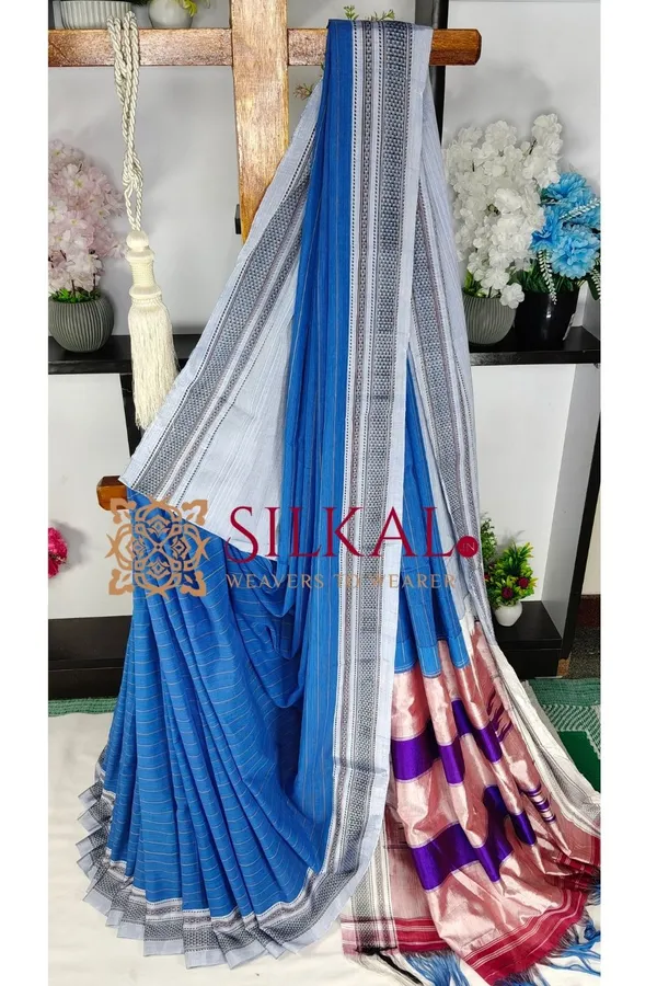 Ilkal_Handloom_Cotton_Silk_Chikki_Paras_Border_Saree_Code-_SKL04068