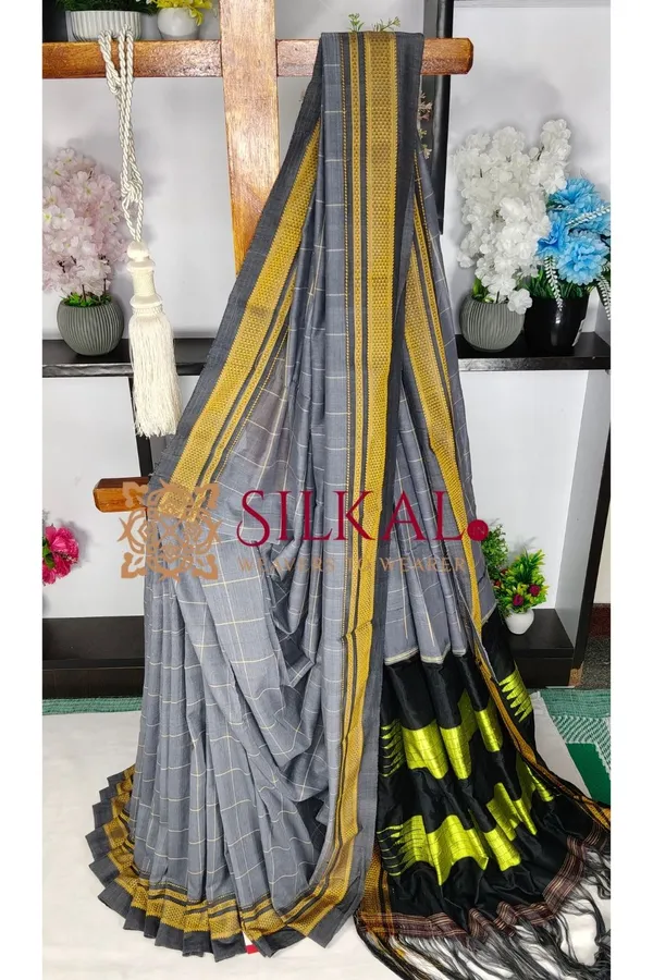 Ilkal_Handloom_Cotton_Silk_Chikki_Paras_Border_Saree_Code-_SKL04071