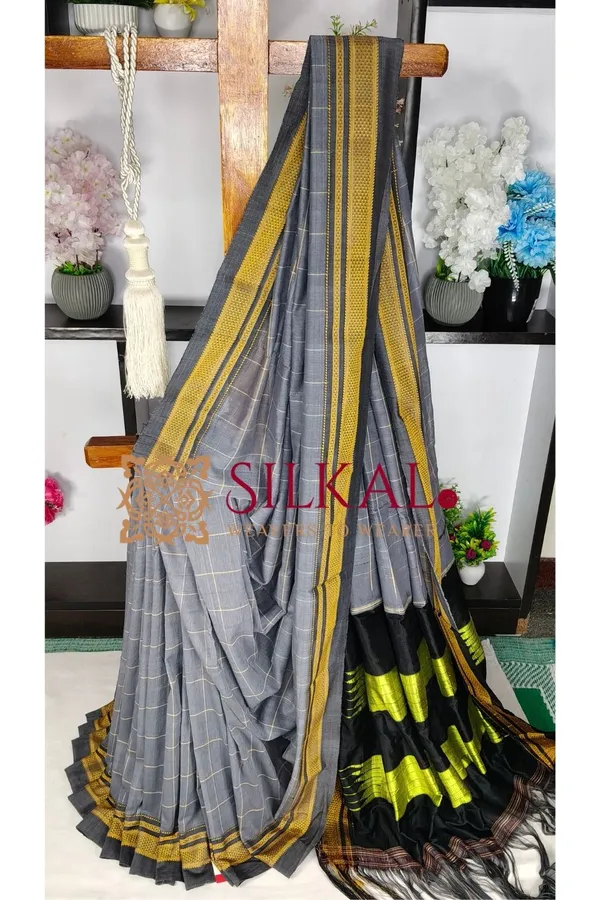Ilkal_Handloom_Cotton_Silk_Chikki_Paras_Border_Saree_Code-_SKL04071