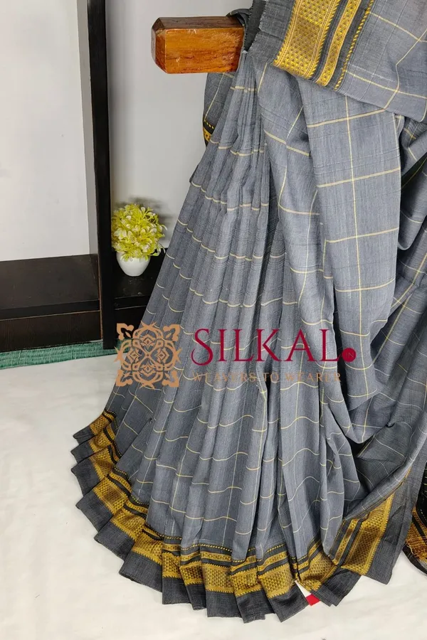 Ilkal_Handloom_Cotton_Silk_Chikki_Paras_Border_Saree_Code-_SKL04071