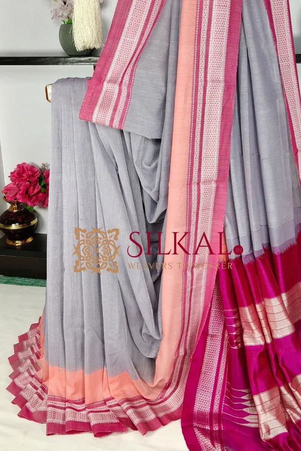 Ilkal_Handloom_Cotton_Silk_Chikki_Paras_Border_Saree_Code-_SKL04072