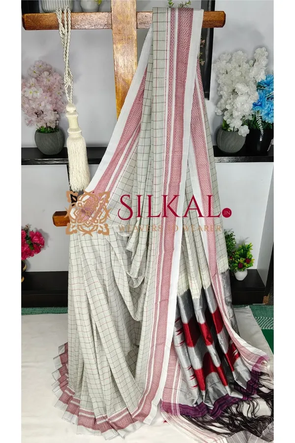 Ilkal_Handloom_Cotton_Silk_Chikki_Paras_Border_Saree_Code-_SKL04073