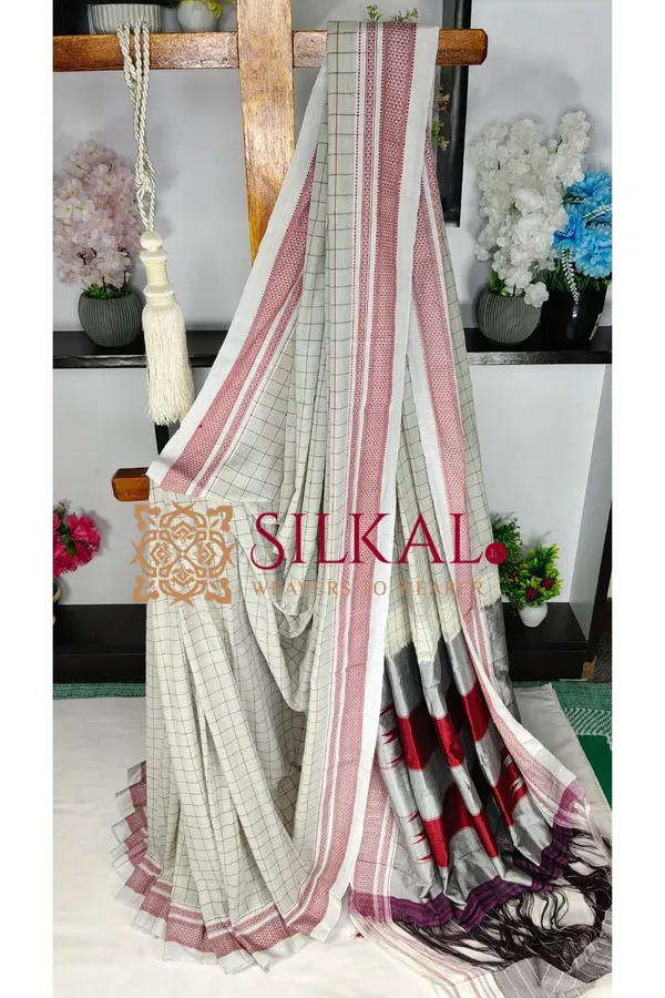 Ilkal_Handloom_Cotton_Silk_Chikki_Paras_Border_Saree_Code-_SKL04073