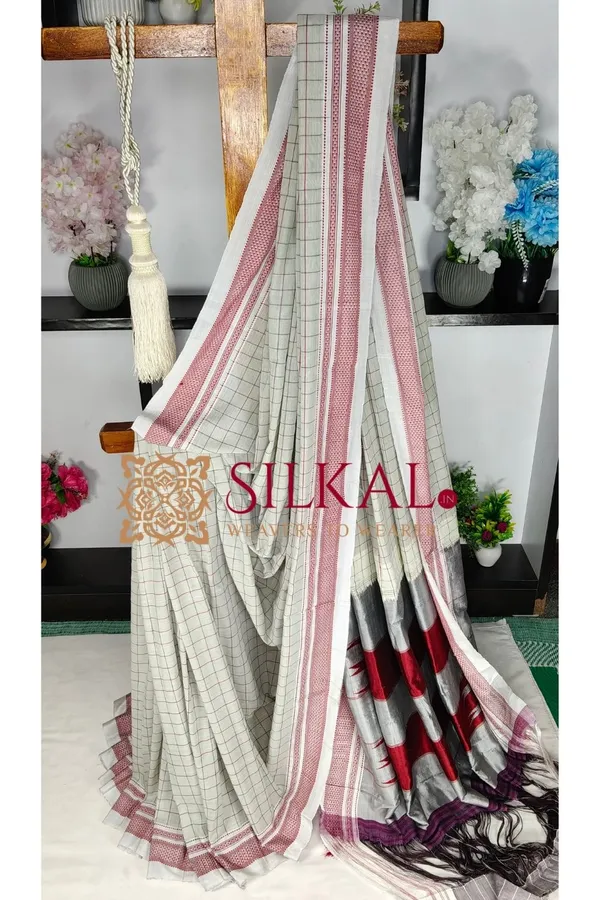 Ilkal_Handloom_Cotton_Silk_Chikki_Paras_Border_Saree_Code-_SKL04073