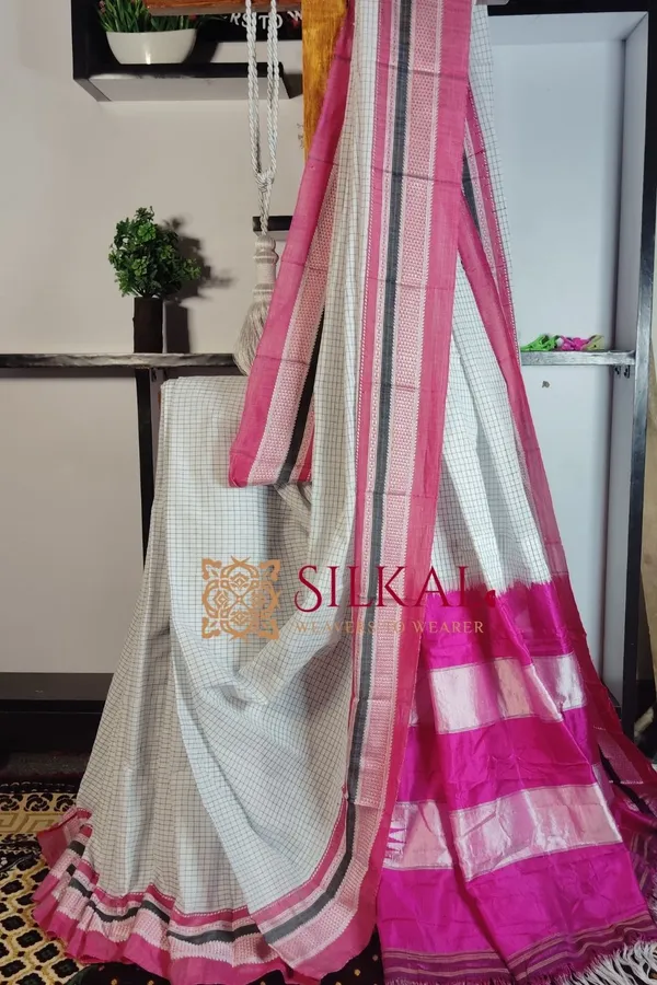 Ilkal_Handloom_Cotton_Silk_Chikki_Paras_Border_Saree_Saree_Code-_SKL1201