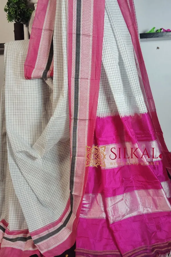 Ilkal_Handloom_Cotton_Silk_Chikki_Paras_Border_Saree_Saree_Code-_SKL1201