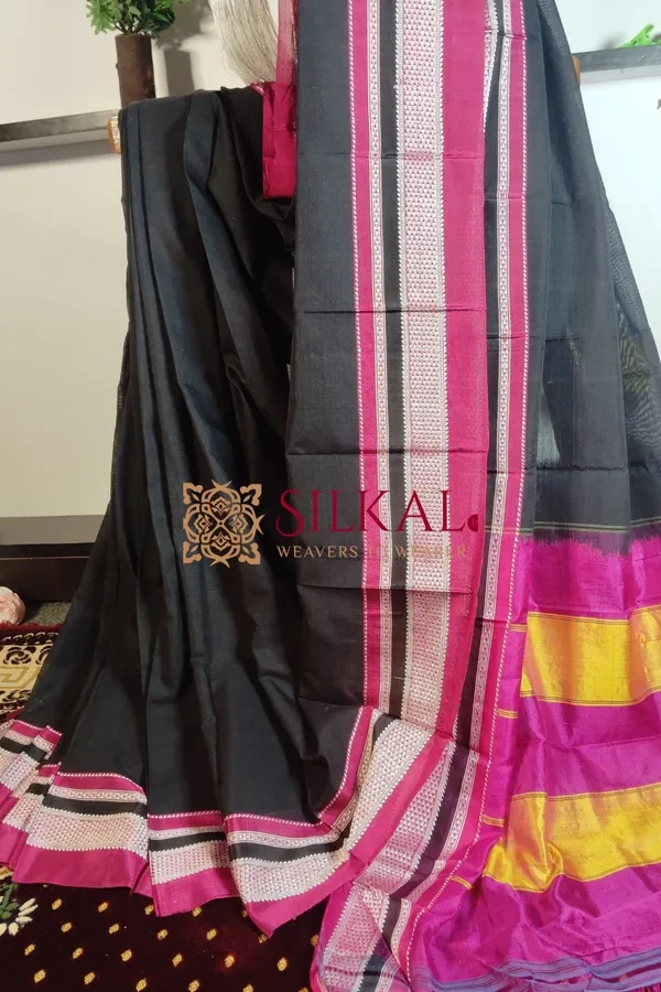 Ilkal_Handloom_Cotton_Silk_Chikki_Paras_Border_Saree_Code-_SKL1474