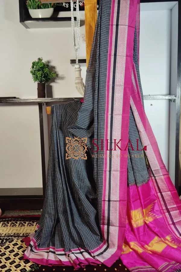 Ilkal_Handloom_Cotton_Silk_Chikki_Paras_Border_Saree_Saree_Code-_SKL1473