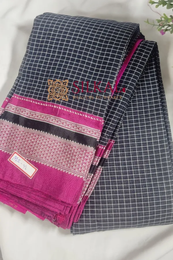 Ilkal_Handloom_Cotton_Silk_Chikki_Paras_Border_Saree_Saree_Code-_SKL1473