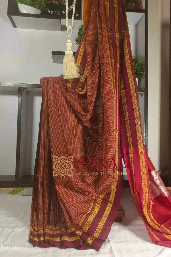 Ilkal_Handloom_Cotton_Silk_Gayatri_Border_Saree_Code-_SKL1468