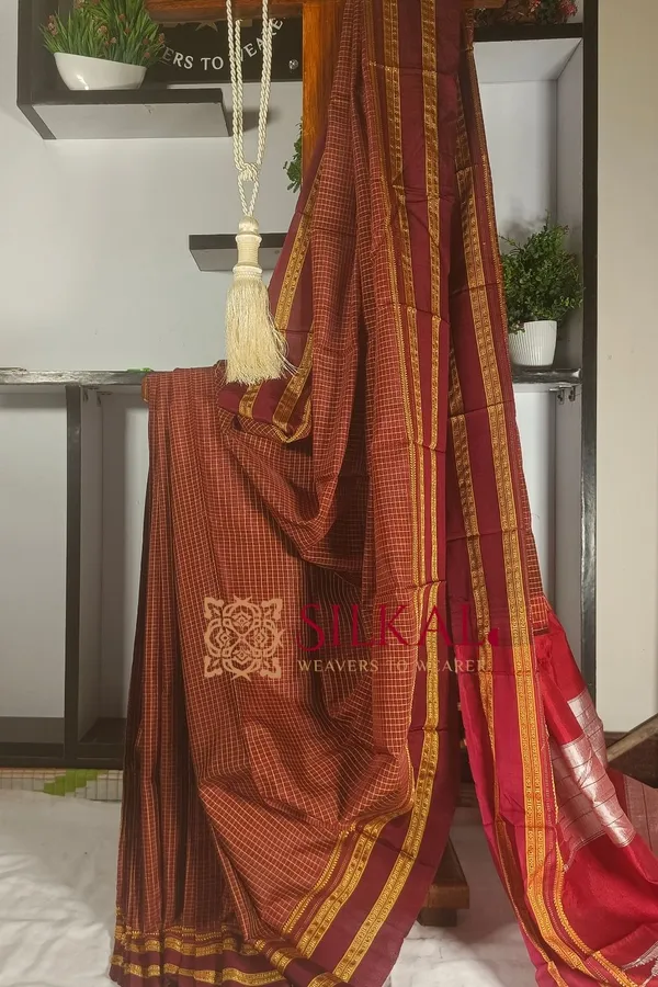 Ilkal_Handloom_Cotton_Silk_Gayatri_Border_Saree_Code-_SKL1468