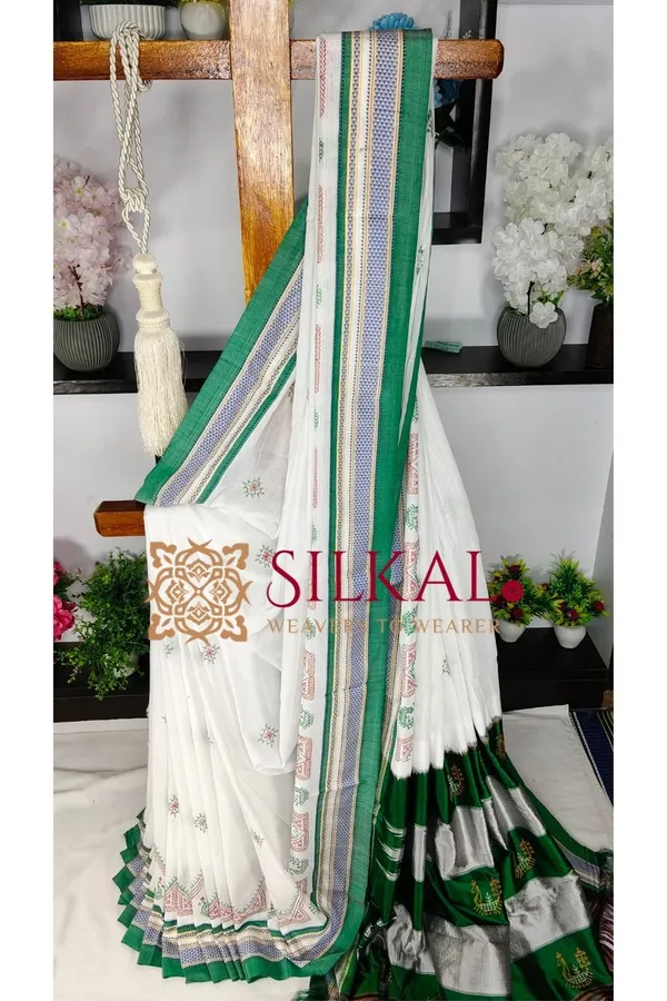Ilkal_Handloom_Cotton_Silk_Kasuti__Chikki_Paras_Border_Saree_SKL03884