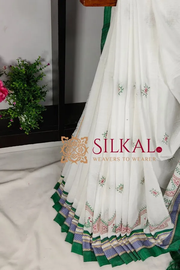 Ilkal_Handloom_Cotton_Silk_Kasuti__Chikki_Paras_Border_Saree_SKL03884