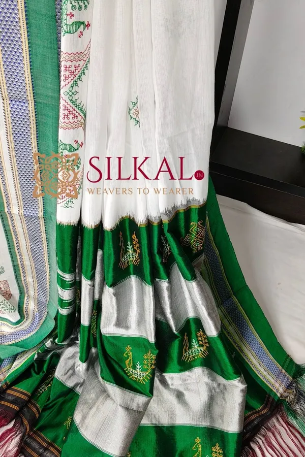 Ilkal_Handloom_Cotton_Silk_Kasuti__Chikki_Paras_Border_Saree_SKL03884
