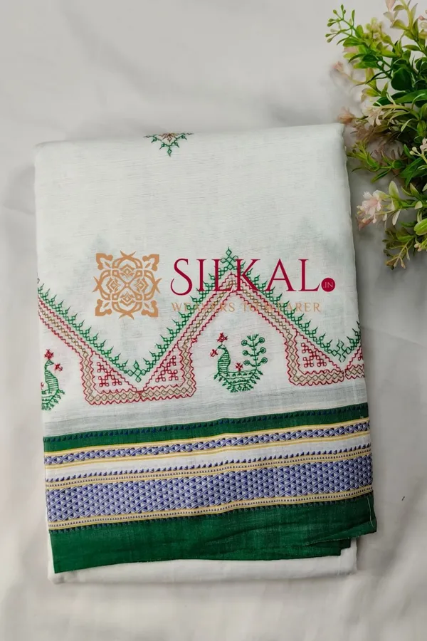 Ilkal_Handloom_Cotton_Silk_Kasuti__Chikki_Paras_Border_Saree_SKL03884