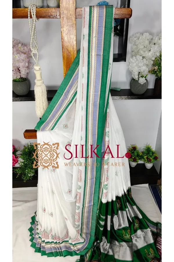 Ilkal_Handloom_Cotton_Silk_Kasuti__Chikki_Paras_Border_Saree_SKL03884