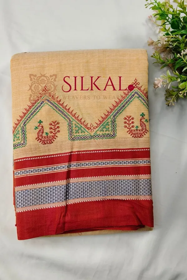 Ilkal_Handloom_Cotton_Silk_Kasuti__Chikki_Paras_Border_Saree_SKL03886