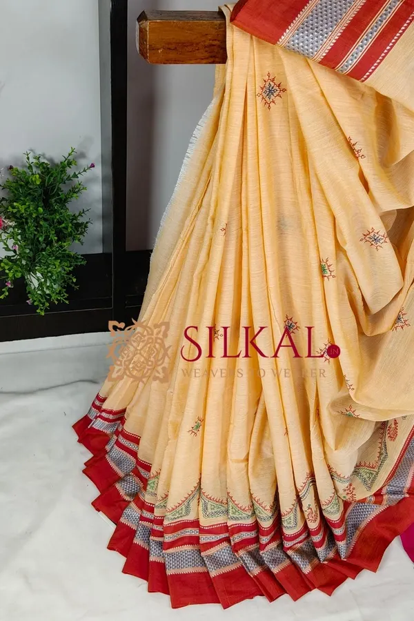 Ilkal_Handloom_Cotton_Silk_Kasuti__Chikki_Paras_Border_Saree_SKL03886