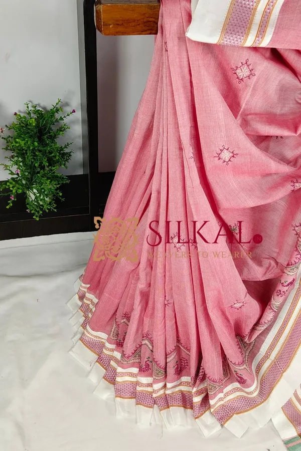 Ilkal_Handloom_Cotton_Silk_Kasuti__Chikki_Paras_Border_Saree_SKL03888