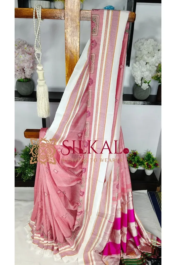 Ilkal_Handloom_Cotton_Silk_Kasuti__Chikki_Paras_Border_Saree_SKL03888