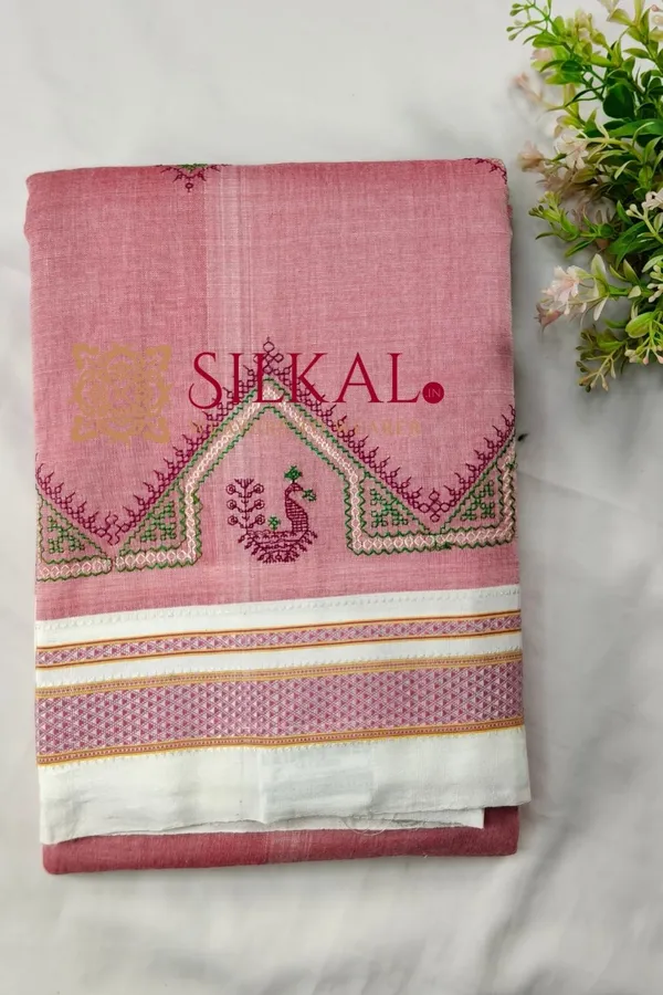 Ilkal_Handloom_Cotton_Silk_Kasuti__Chikki_Paras_Border_Saree_SKL03888