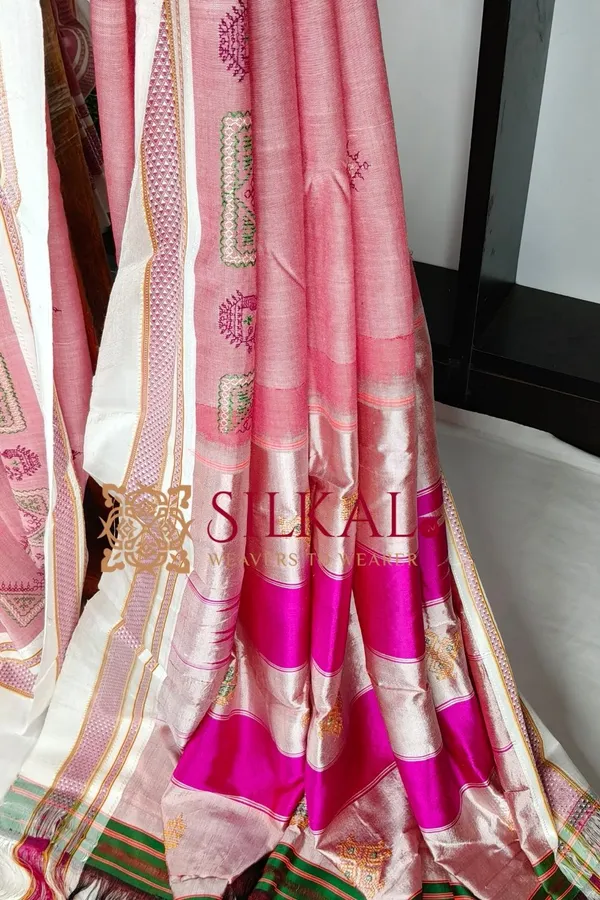 Ilkal_Handloom_Cotton_Silk_Kasuti__Chikki_Paras_Border_Saree_SKL03888