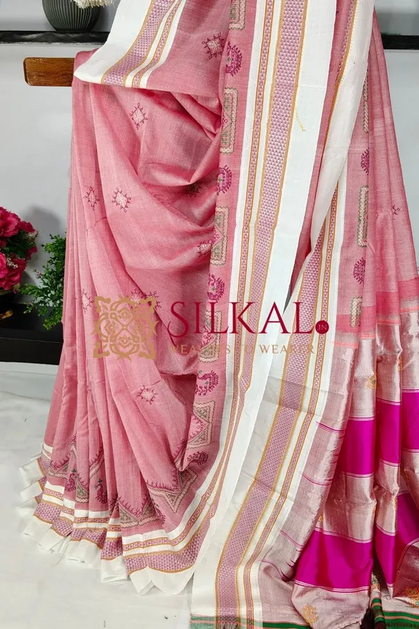 Ilkal_Handloom_Cotton_Silk_Kasuti__Chikki_Paras_Border_Saree_SKL03888