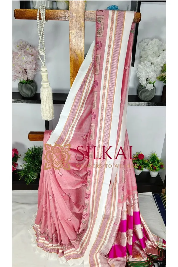 Ilkal_Handloom_Cotton_Silk_Kasuti__Chikki_Paras_Border_Saree_SKL03888