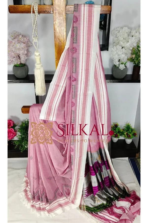 Ilkal_Handloom_Cotton_Silk_Kasuti__Chikki_Paras_Border_Saree_SKL03889