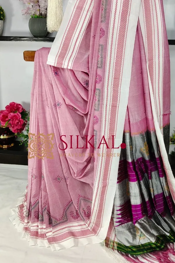 Ilkal_Handloom_Cotton_Silk_Kasuti__Chikki_Paras_Border_Saree_SKL03889
