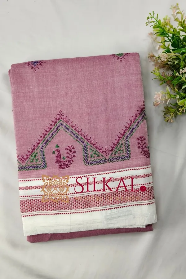 Ilkal_Handloom_Cotton_Silk_Kasuti__Chikki_Paras_Border_Saree_SKL03889