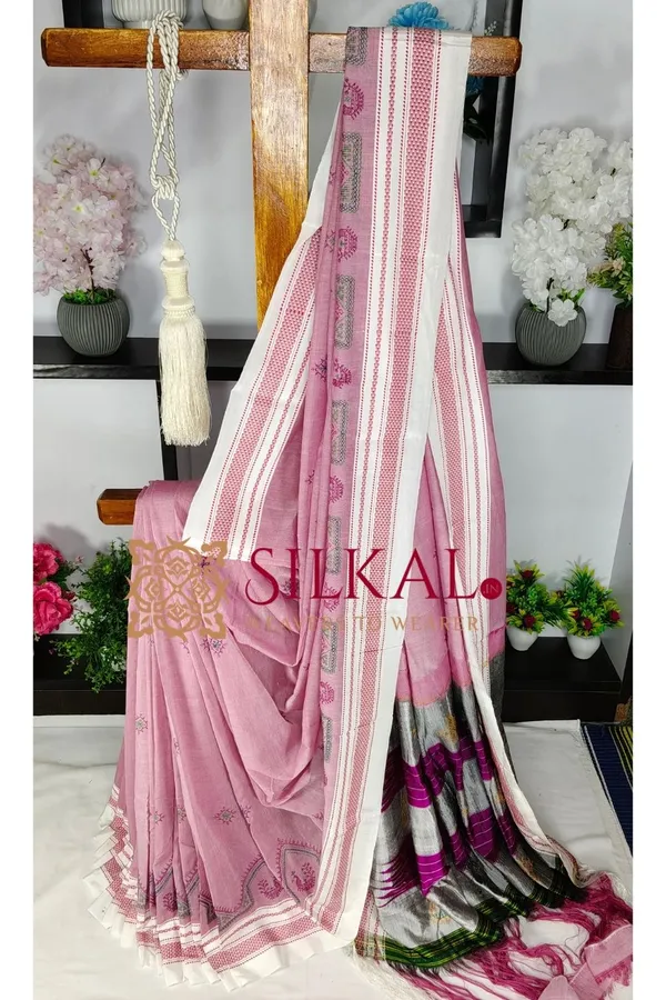 Ilkal_Handloom_Cotton_Silk_Kasuti__Chikki_Paras_Border_Saree_SKL03889