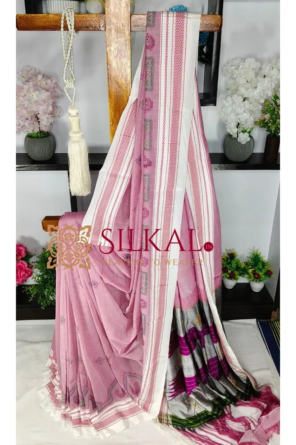 Ilkal_Handloom_Cotton_Silk_Kasuti__Chikki_Paras_Border_Saree_SKL03889