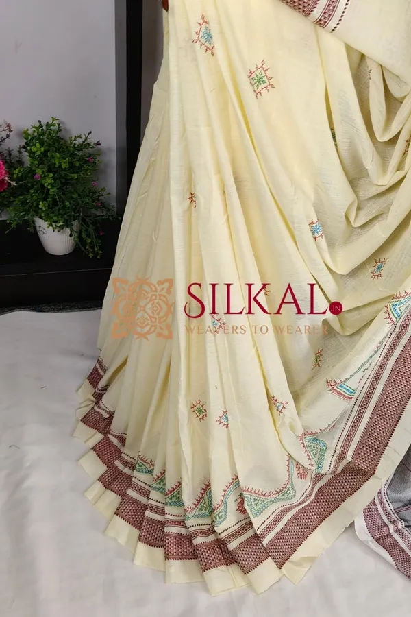 Ilkal_Handloom_Cotton_Silk_Kasuti__Chikki_Paras_Border_Saree_SKL03890