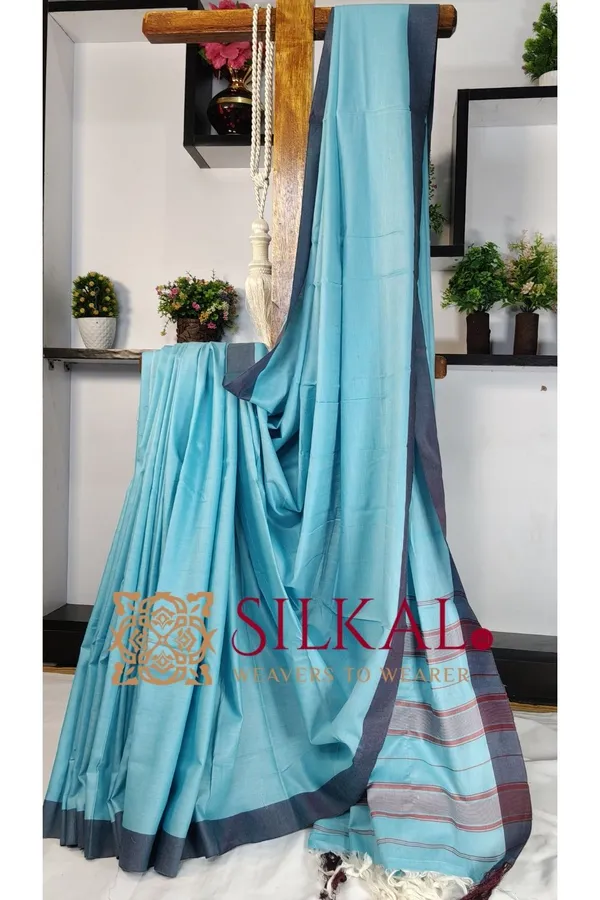 Ilkal_Handloom_Mercerised_Cotton_Stripe_Saree_SKL03397