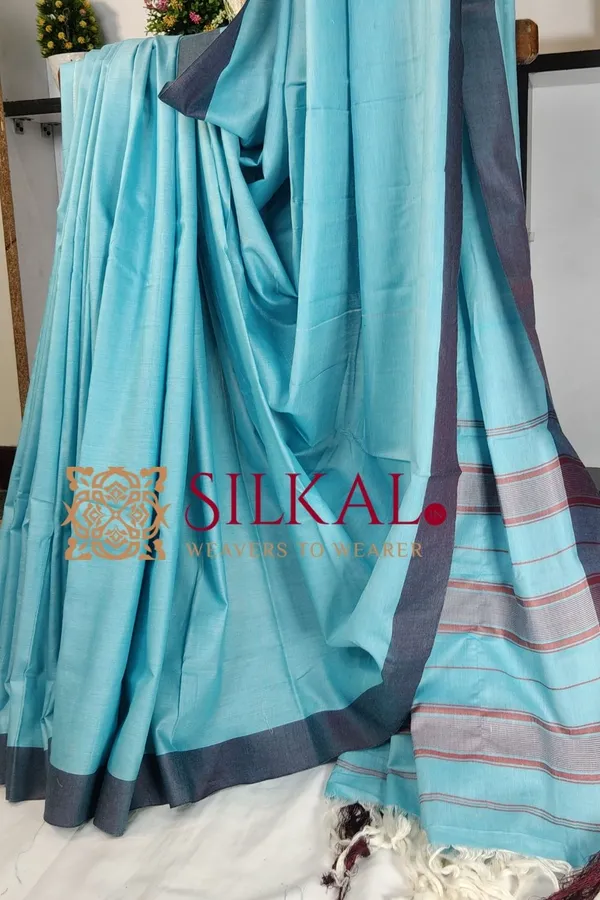 Ilkal_Handloom_Mercerised_Cotton_Stripe_Saree_SKL03397