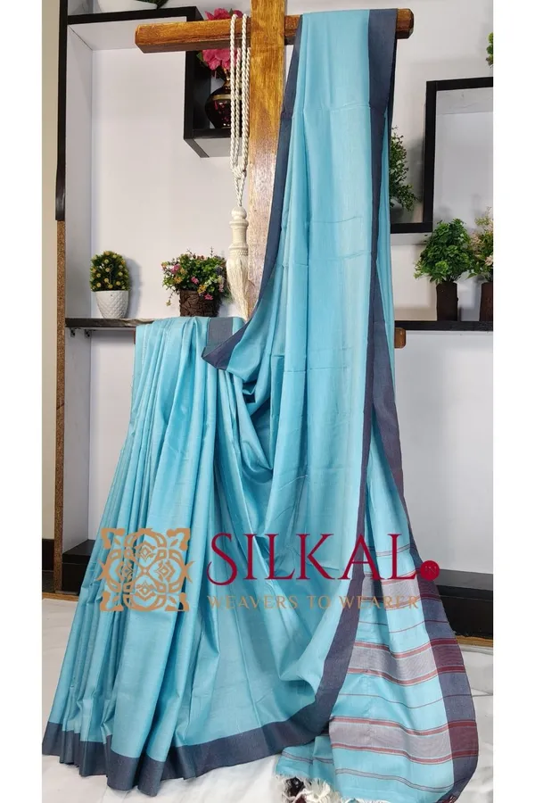 Ilkal_Handloom_Mercerised_Cotton_Stripe_Saree_SKL03397