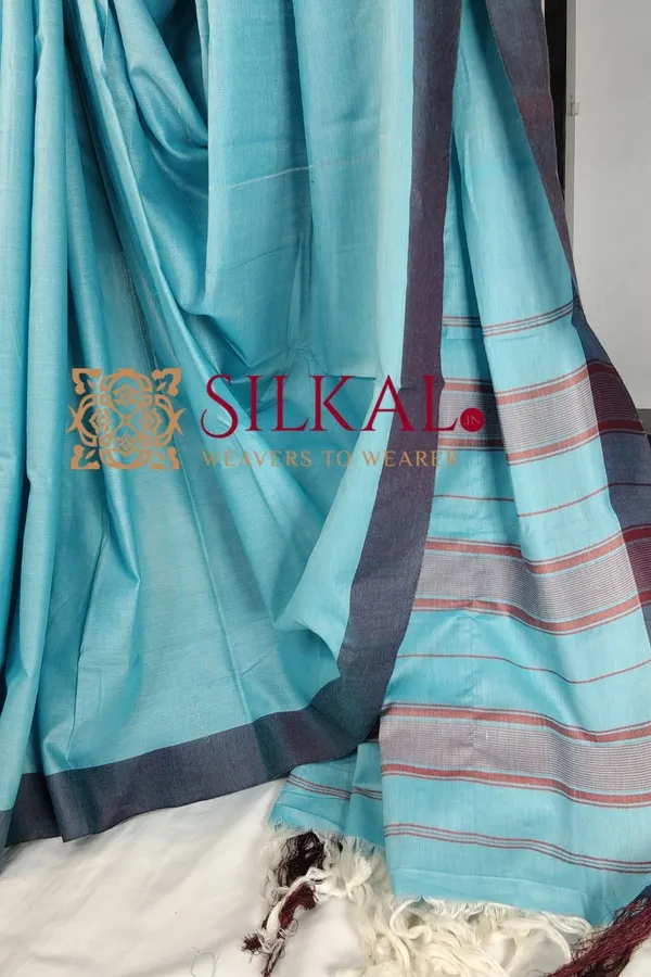 Ilkal_Handloom_Mercerised_Cotton_Stripe_Saree_SKL03397