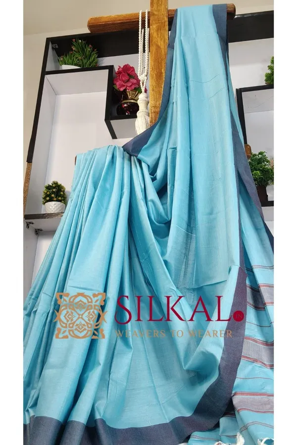 Ilkal_Handloom_Mercerised_Cotton_Stripe_Saree_SKL03397