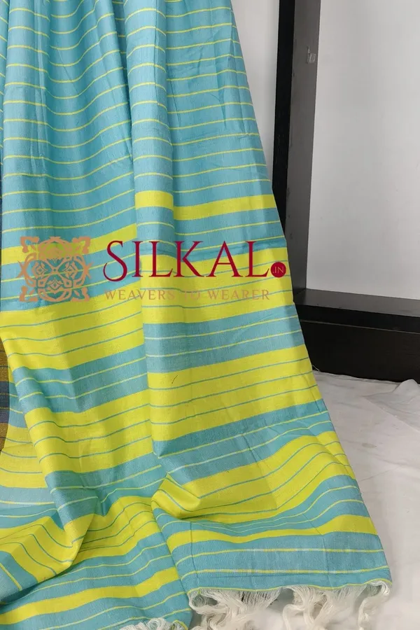 Ilkal_Handloom_Mercerised_Cotton_Stripe_Saree_SKL03400