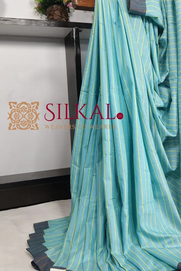 Ilkal_Handloom_Mercerised_Cotton_Stripe_Saree_SKL03400