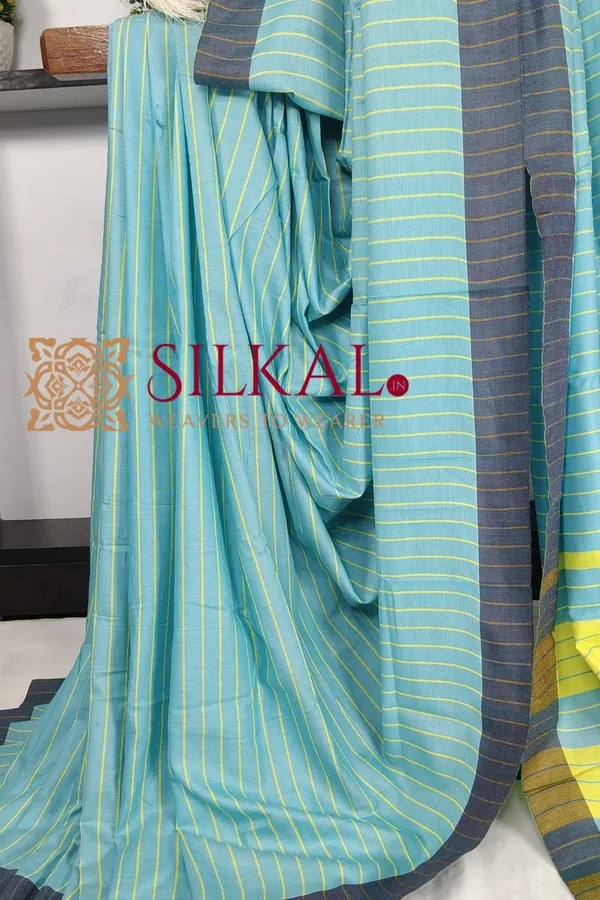 Ilkal_Handloom_Mercerised_Cotton_Stripe_Saree_SKL03400
